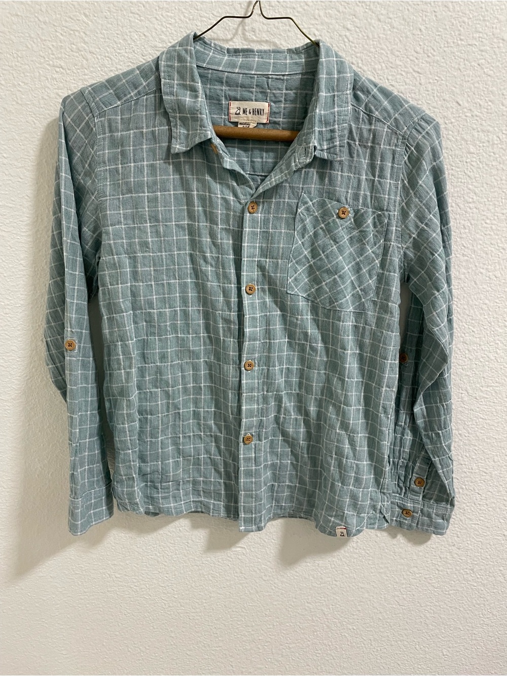 Light Teal Checked Button-Up Shirt - Me & Henry